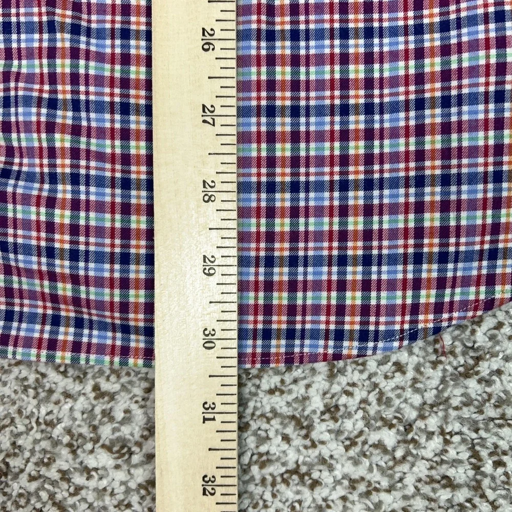 Polo Ralph Lauren Mens Shirt Small Red Blue Plaid Button Cotton Classic Fit Pony